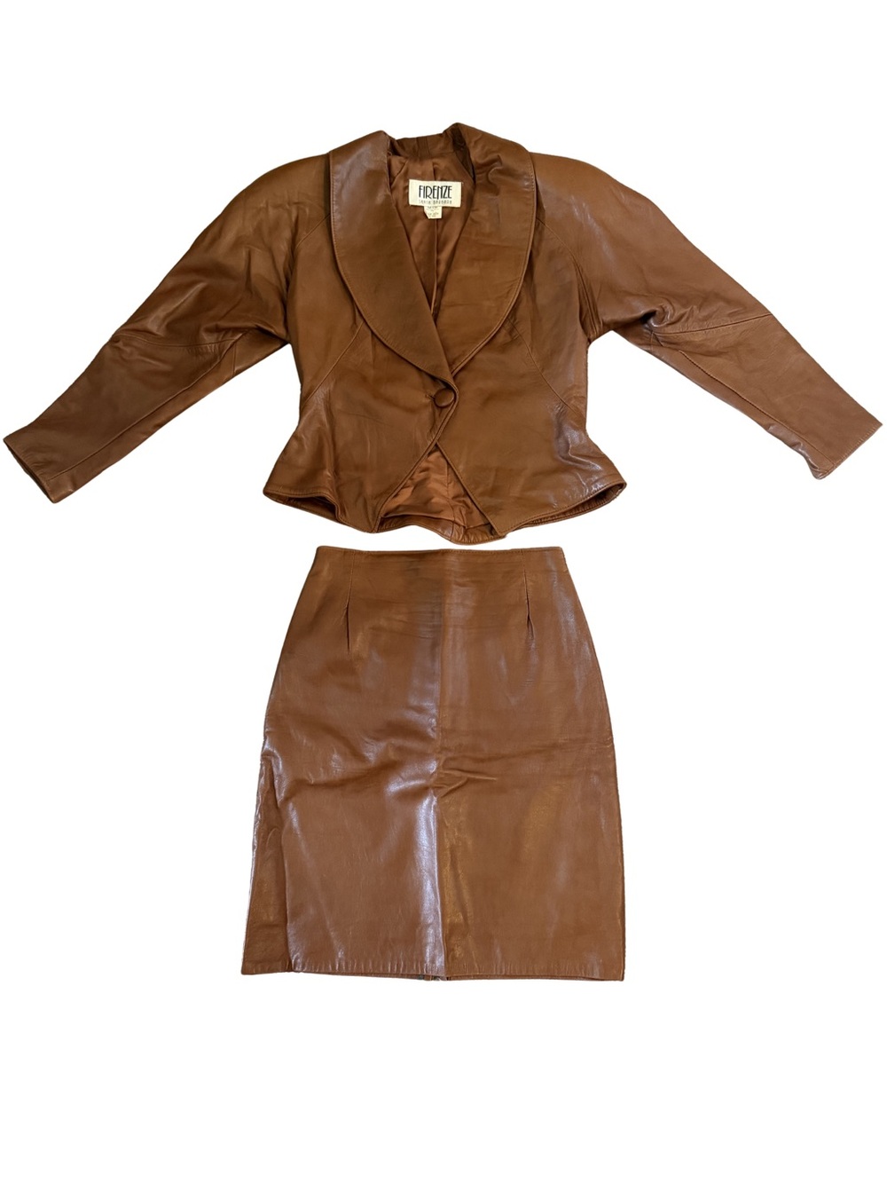 Firenze Santa Barbara Genuine Leather Jacket and Skirt Set